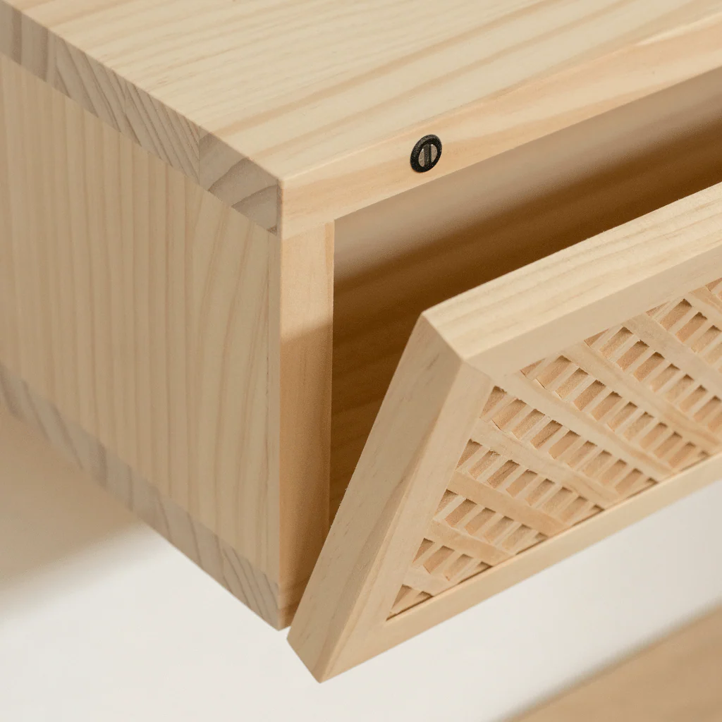 Ifach wooden floating bedside table 45 cm wide - Image 6
