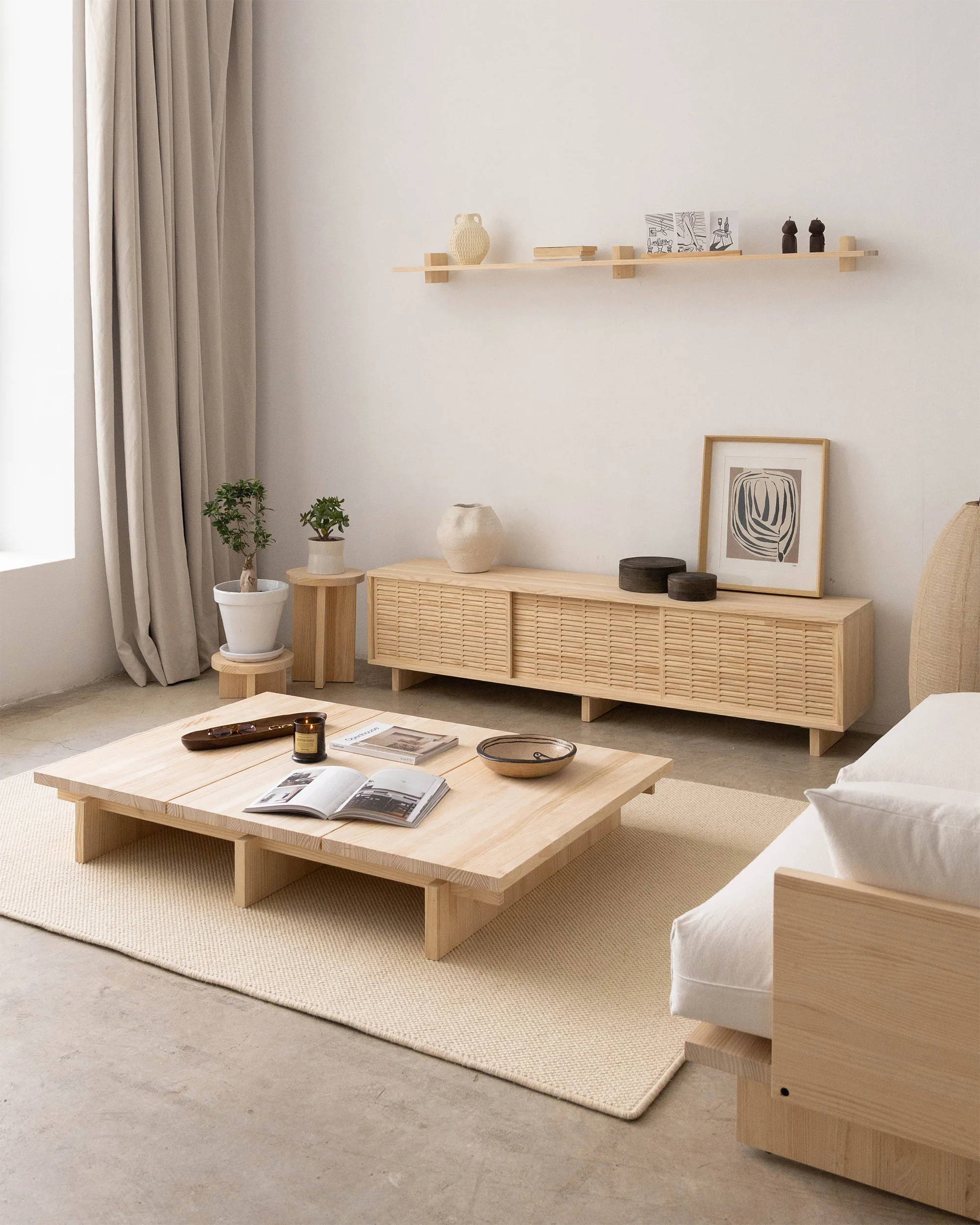 Nova - Rectangular coffee table in solid pine wood 135 cm - Image 2