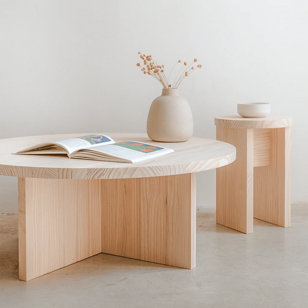 Turqueta - Round coffee table in solid wood 85 cm - Image 4