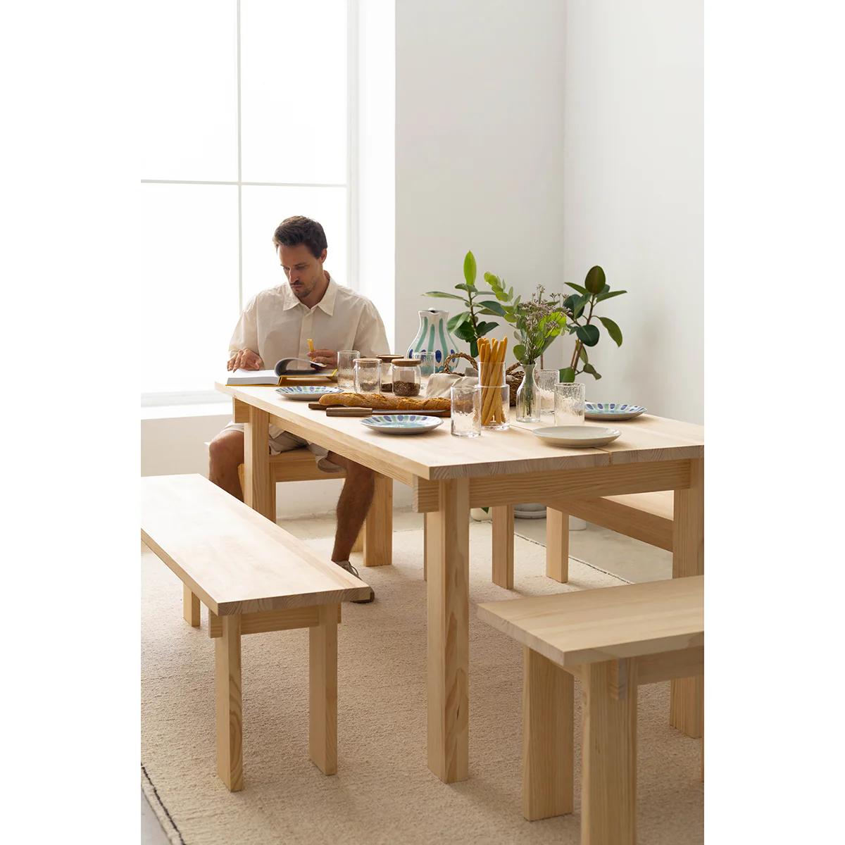 Dining table Palafrugell made of solid pine wood 180 x 90 cm - Image 5