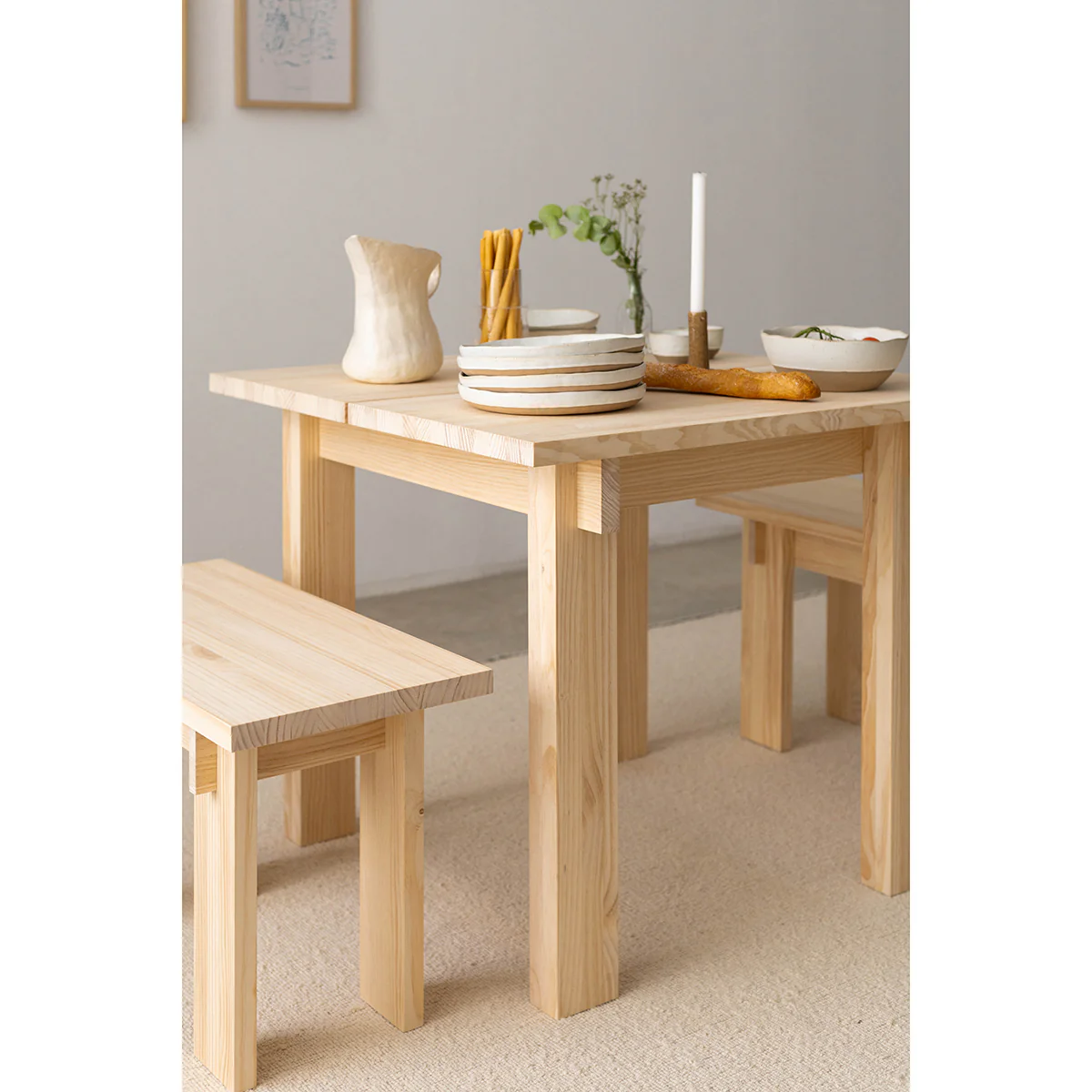 Pals dining table made of solid pine wood 90 x 90 cm - Image 3