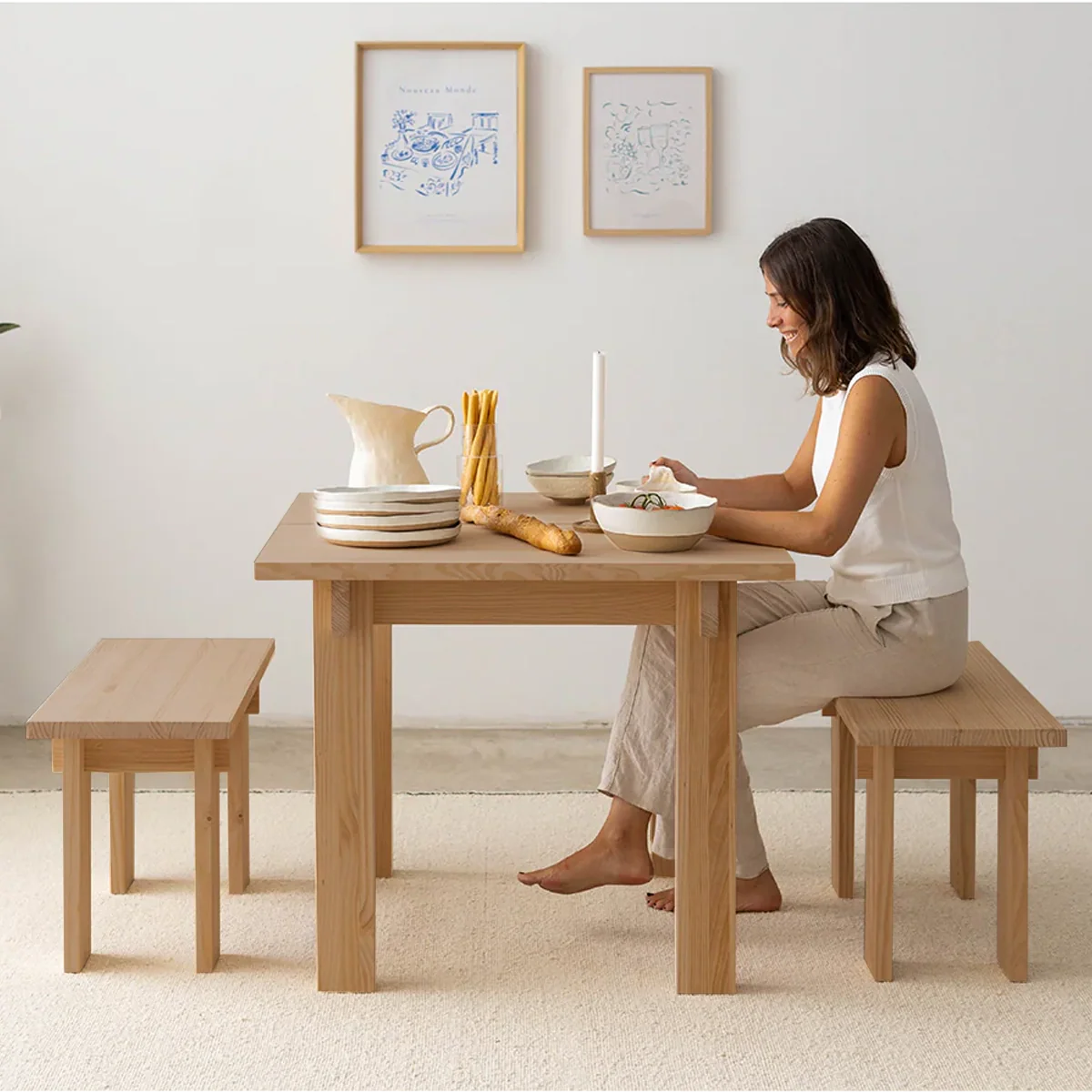 Pals dining table made of solid pine wood 90 x 90 cm - Image 9