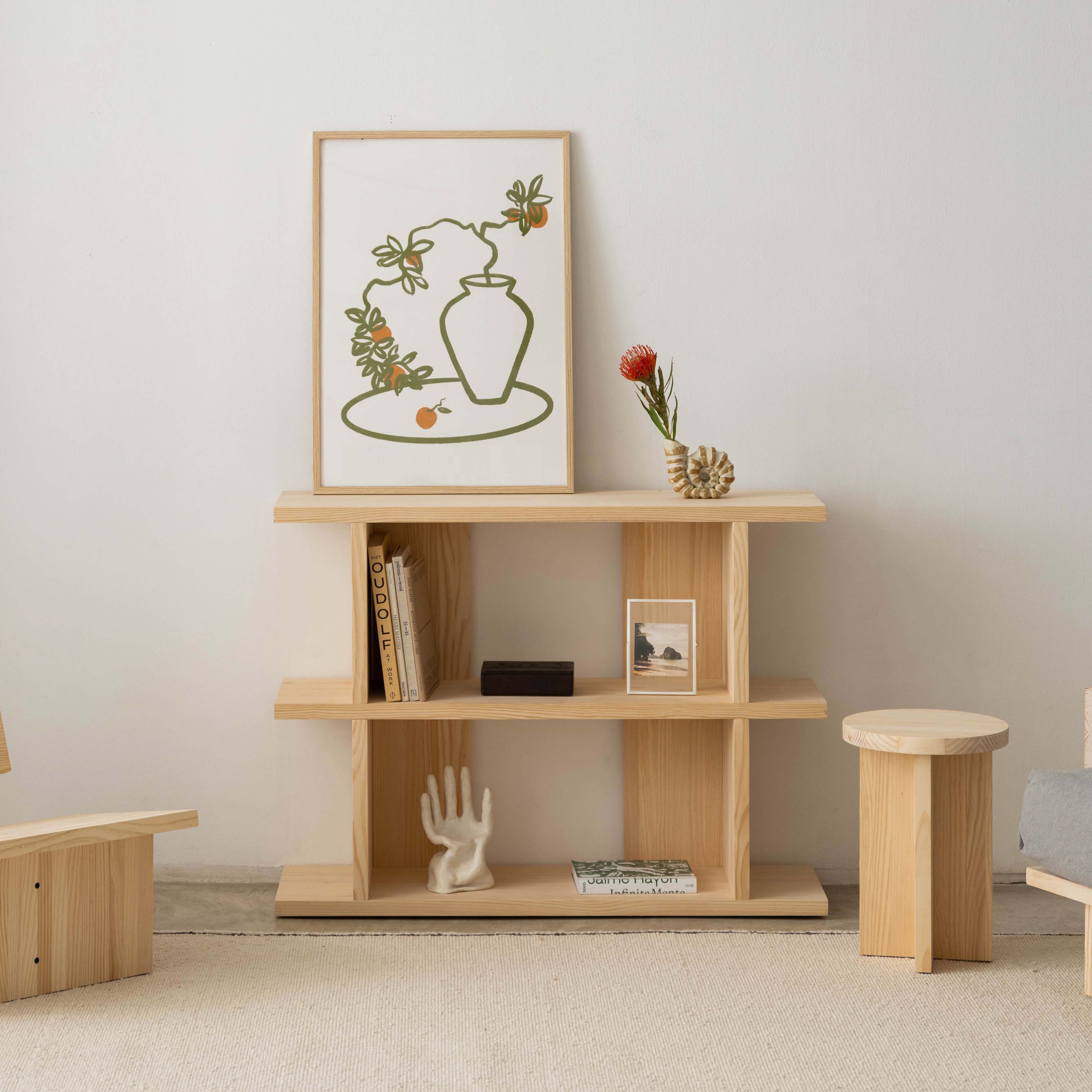 Castell solid wood bookcase 106.5 x 77.8 cm