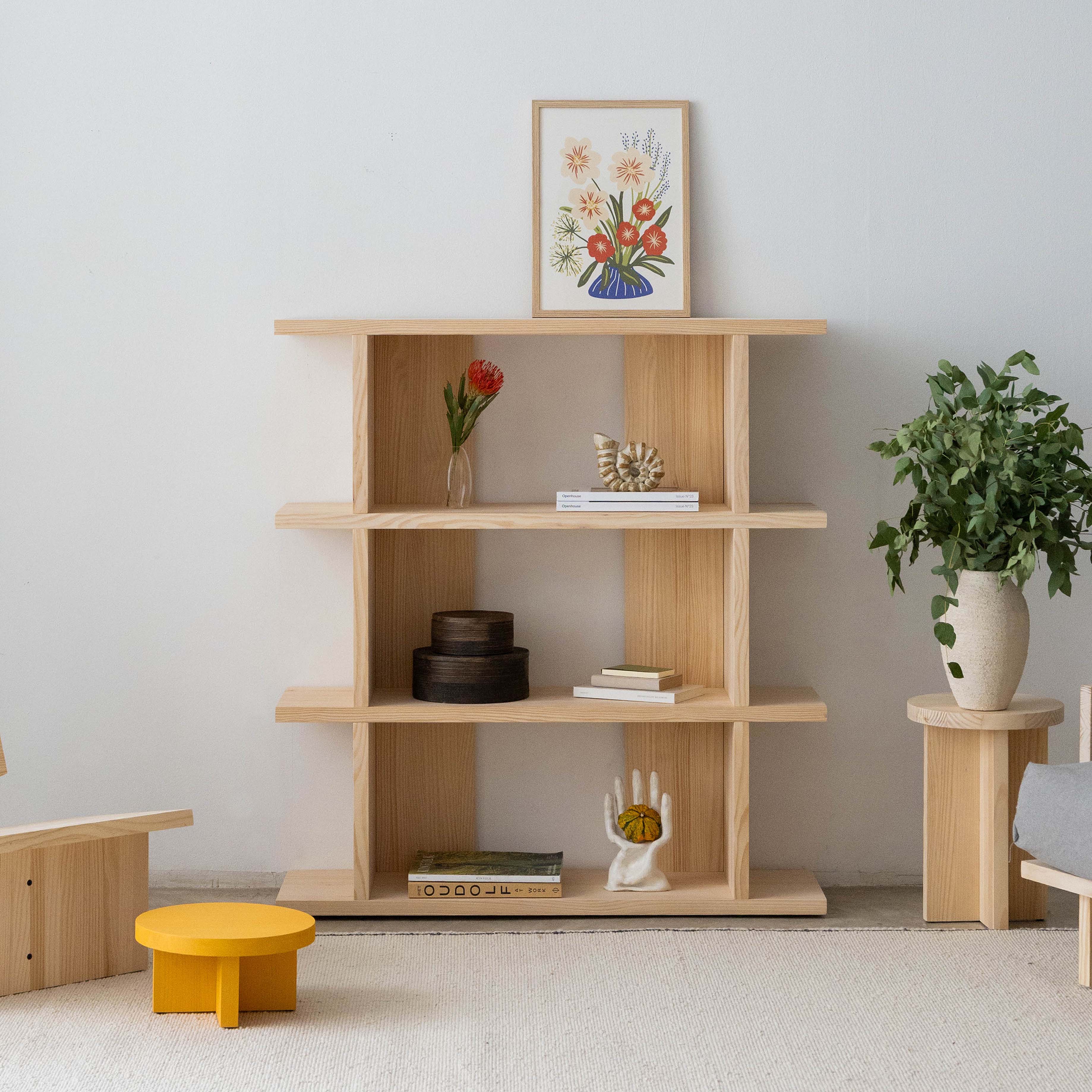 Castell solid wood bookcase 106.5 x 115.2 cm