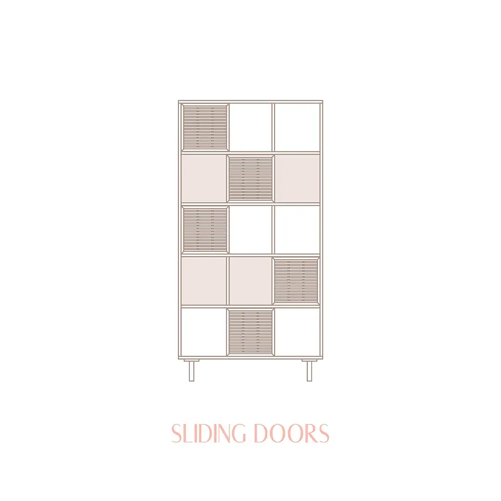 Bookcase Estreta in pine with 5 doors 98 cm - Image 6