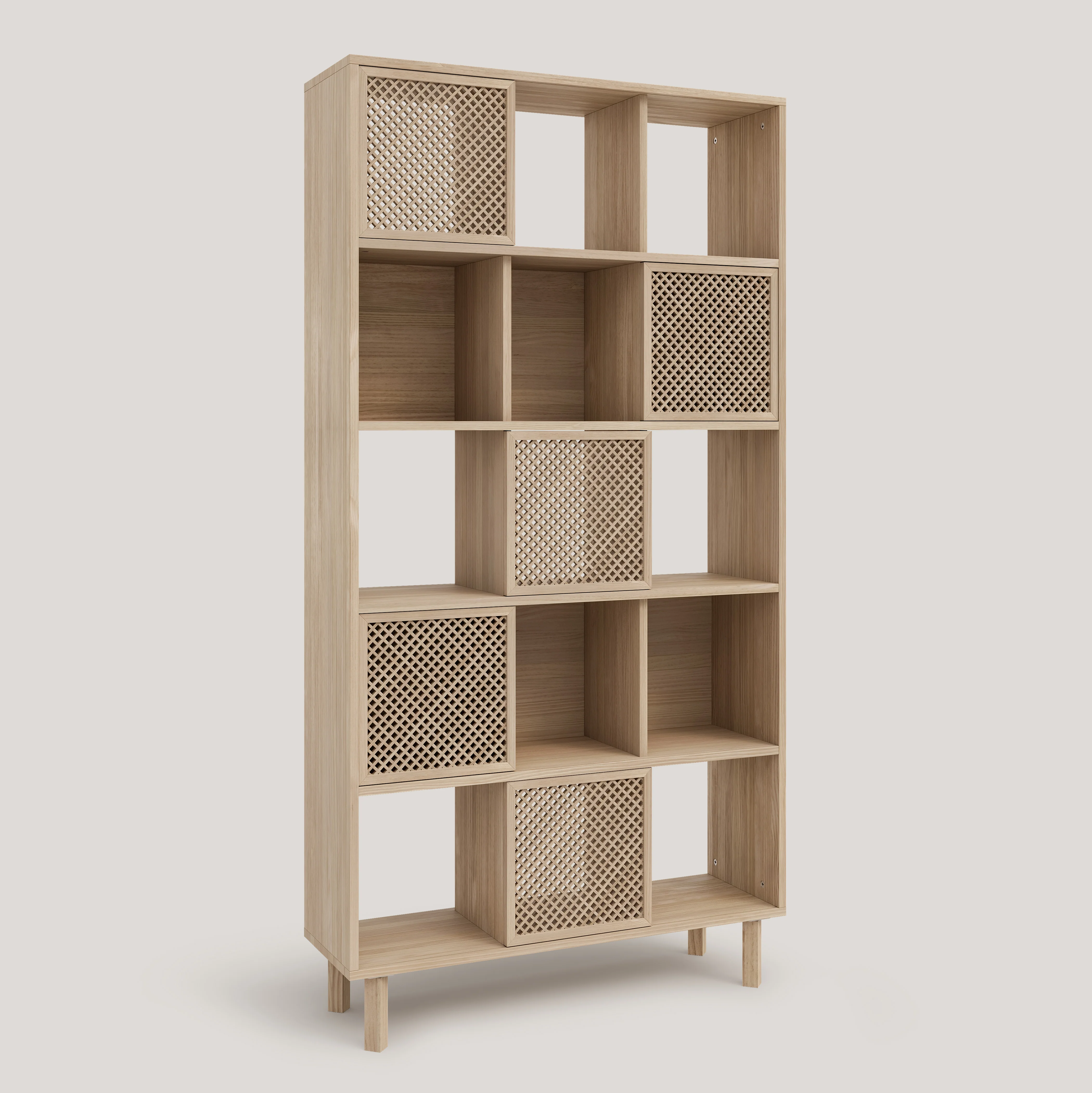 Bookcase Freda in pine with 5 doors 98 cm - Image 5