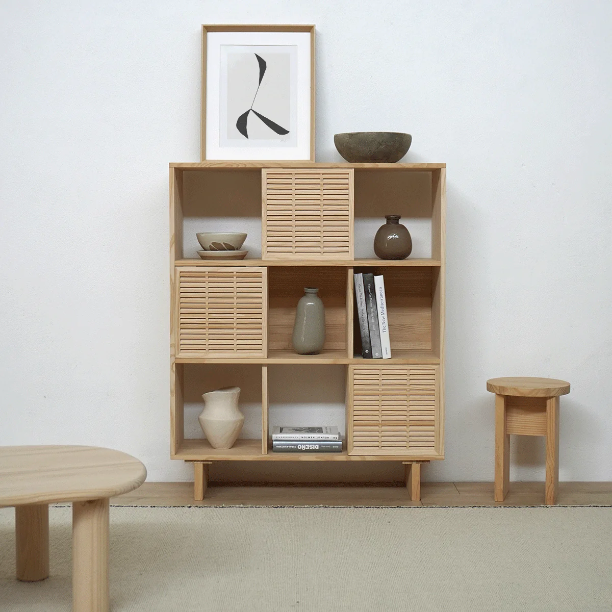 Shelving Morell in pine with 3 doors mallorquina 98 cm
