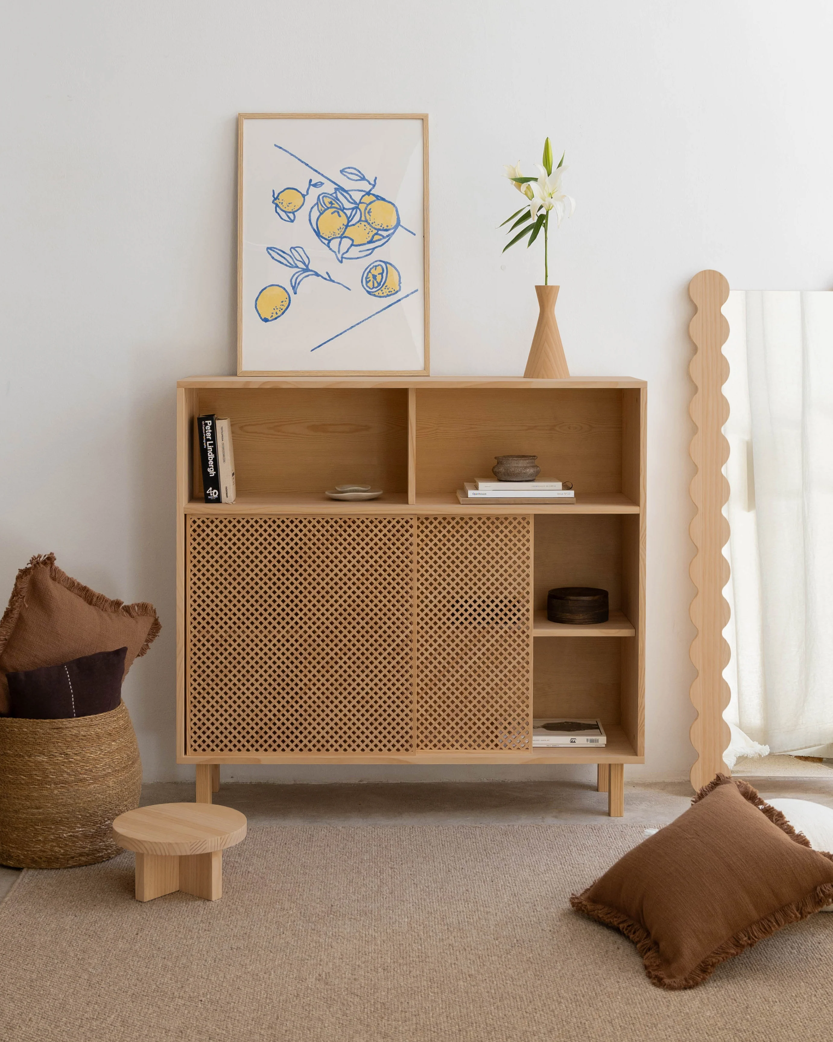 Cadaqués pine sideboard with 2 doors 120 cm - Image 7