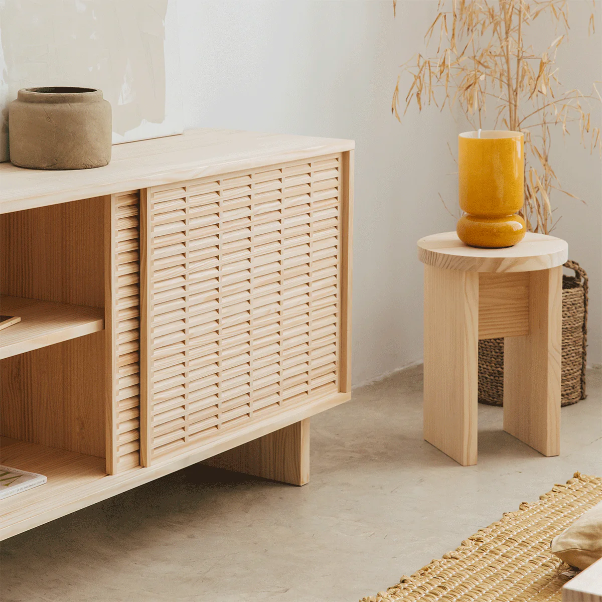 Cala pine sideboard with 2 doors 120 cm - Image 5