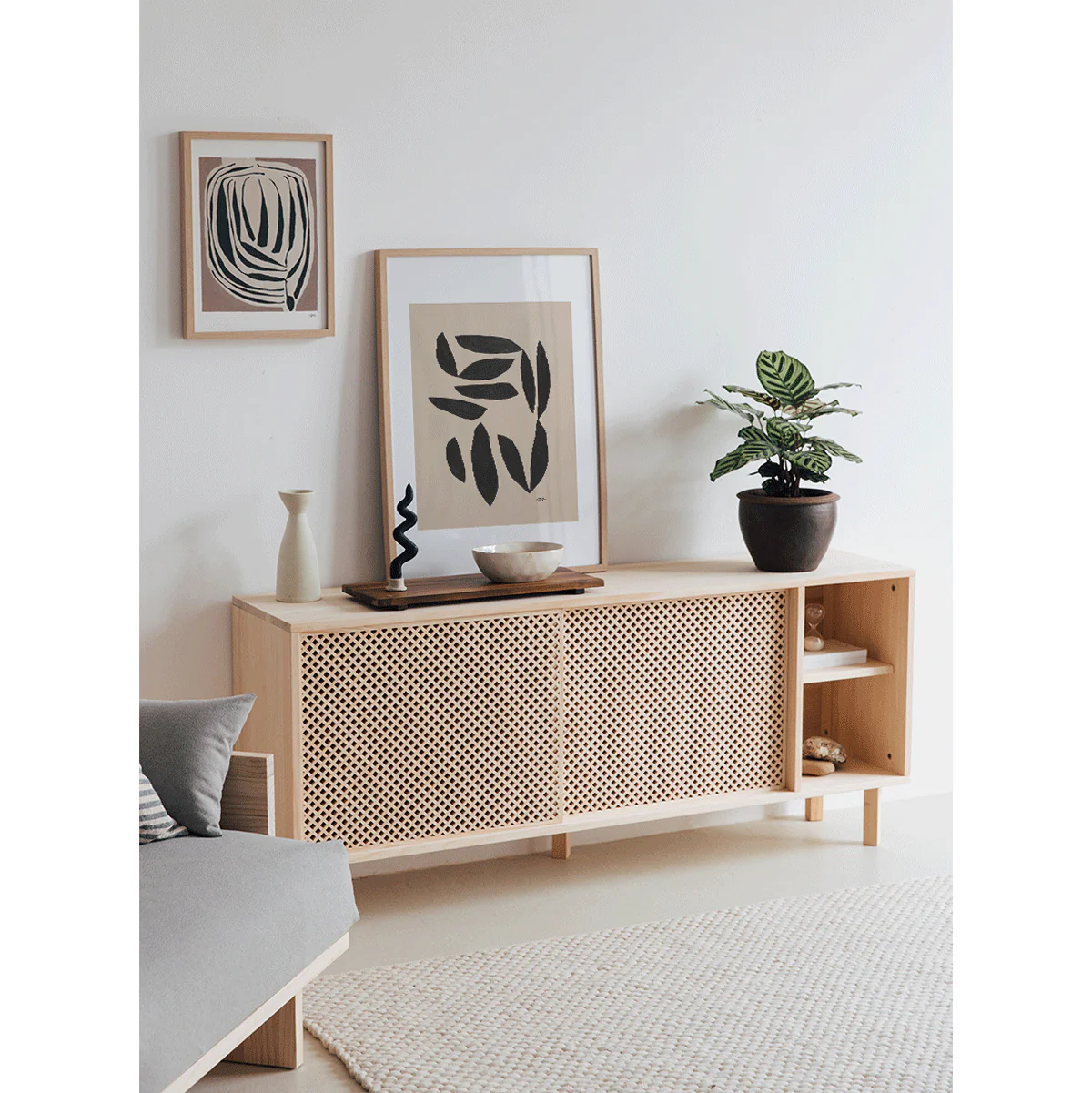 Moraig sideboard in pine with 2 lattice doors 150 cm - Image 3