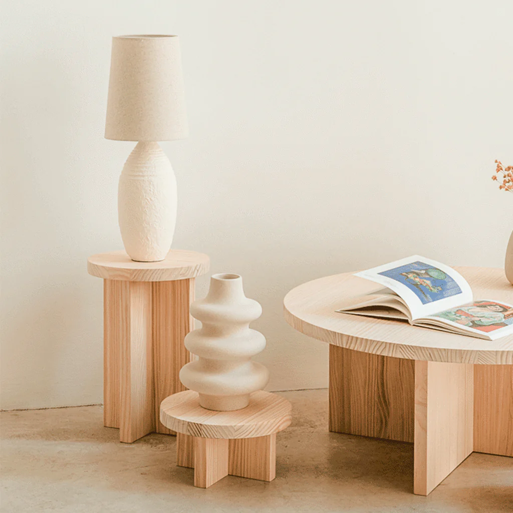 Mola - Low stool in natural wood 15 cm - Image 6