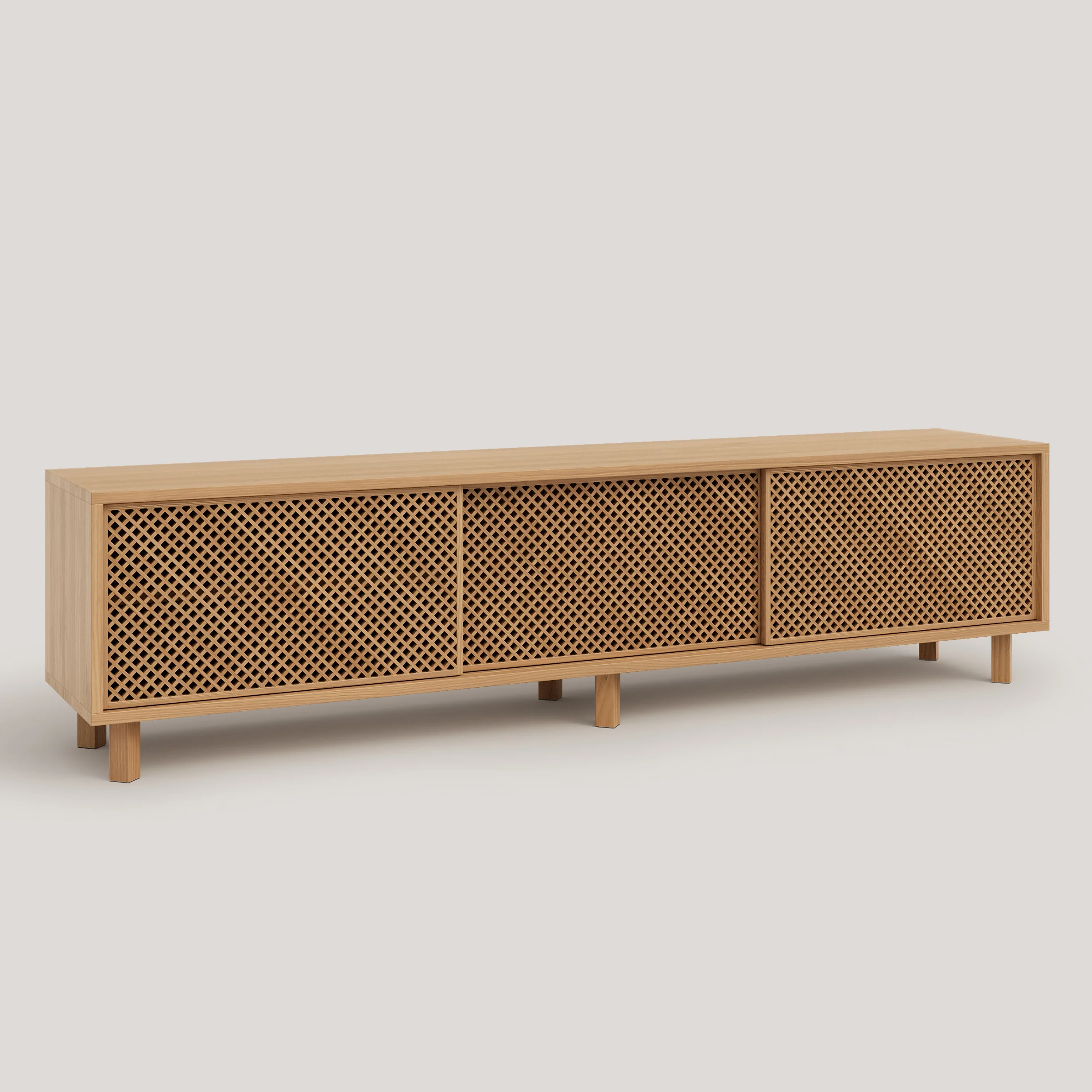 Menorca TV stand of pine with 2 or 3 lattice door 180 cm - Image 11