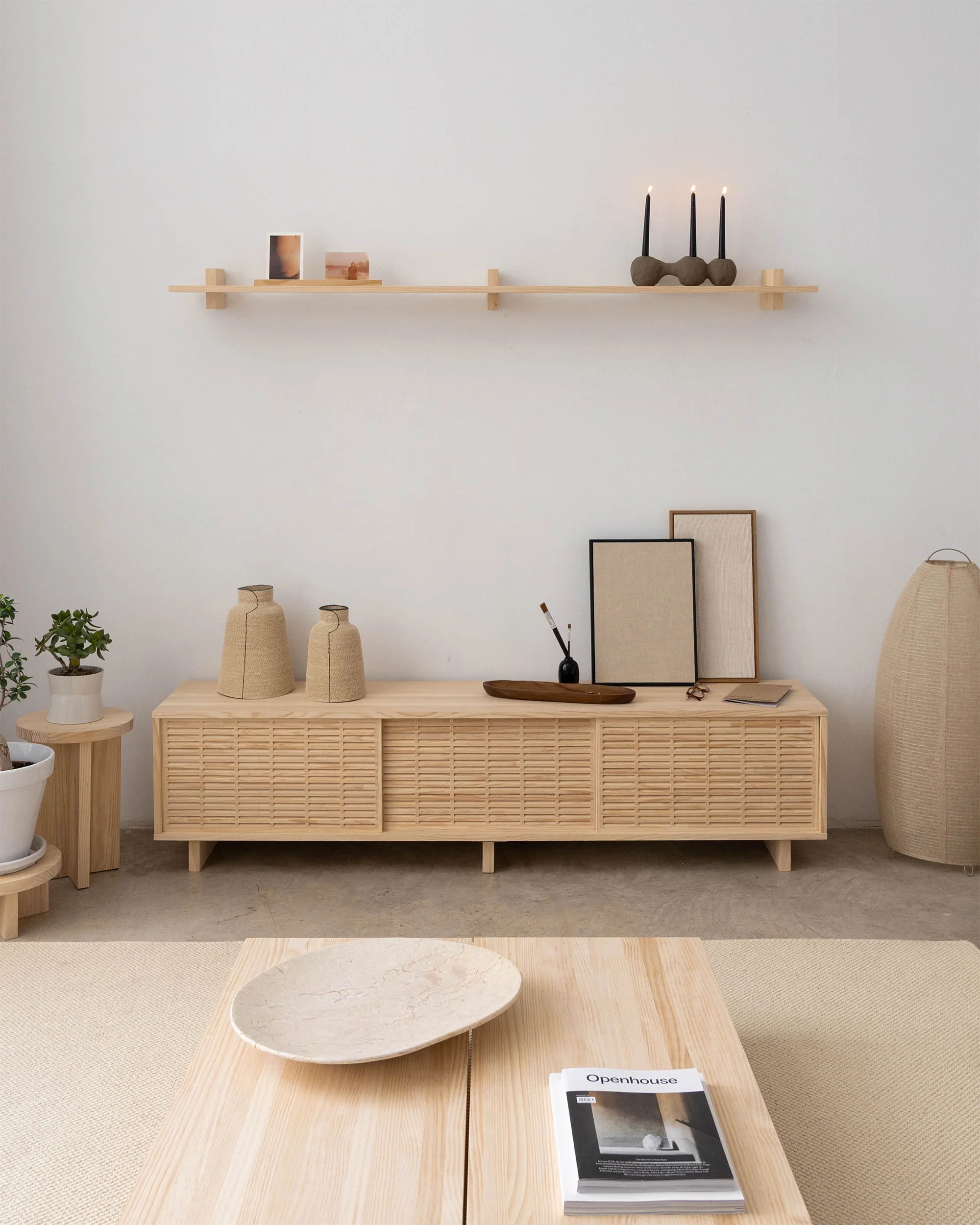 Mitjana TV stand of pine with 3 mallorquina doors 180 cm - Image 6