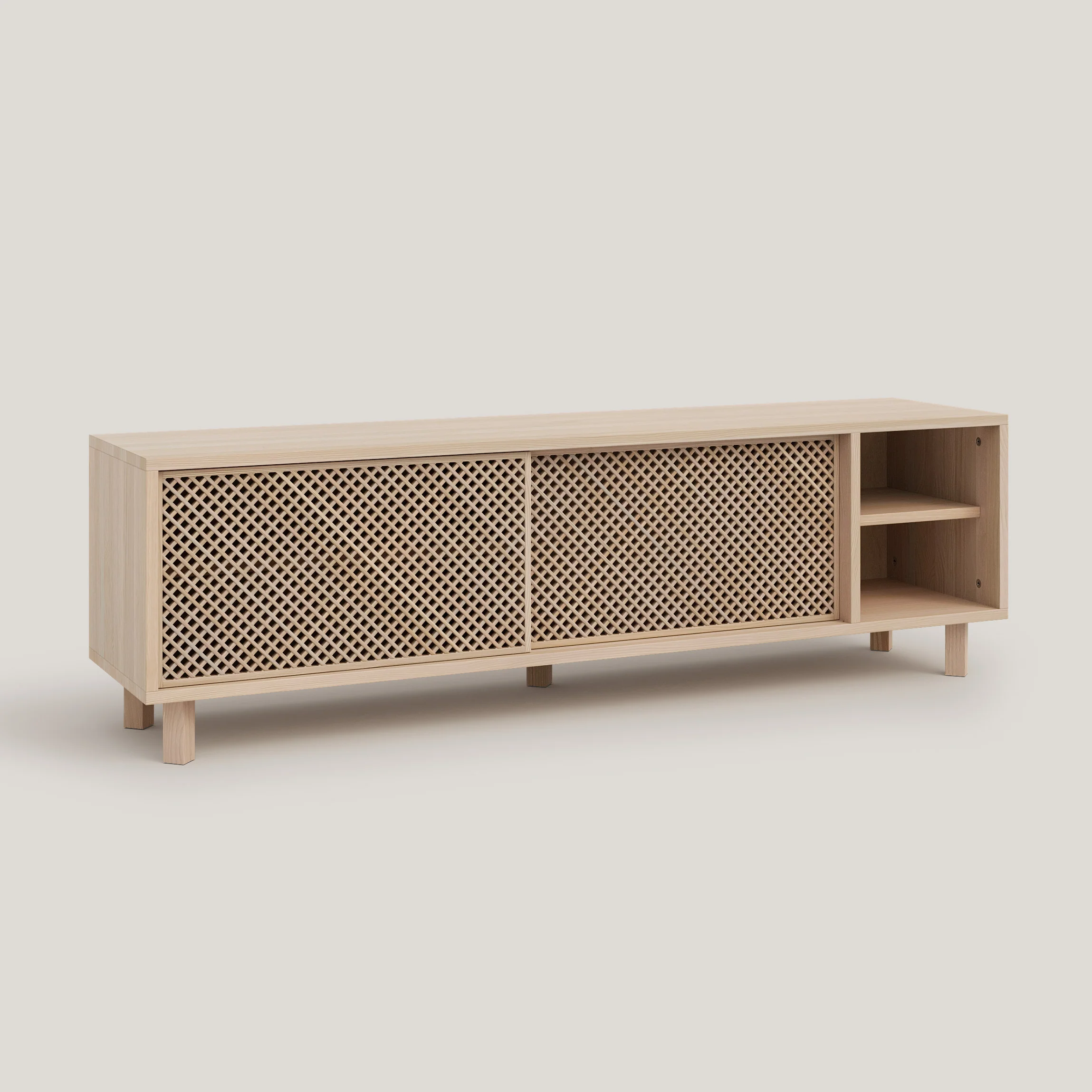 Mora TV stand of pine with 2 lattice doors 150 cm - Image 6