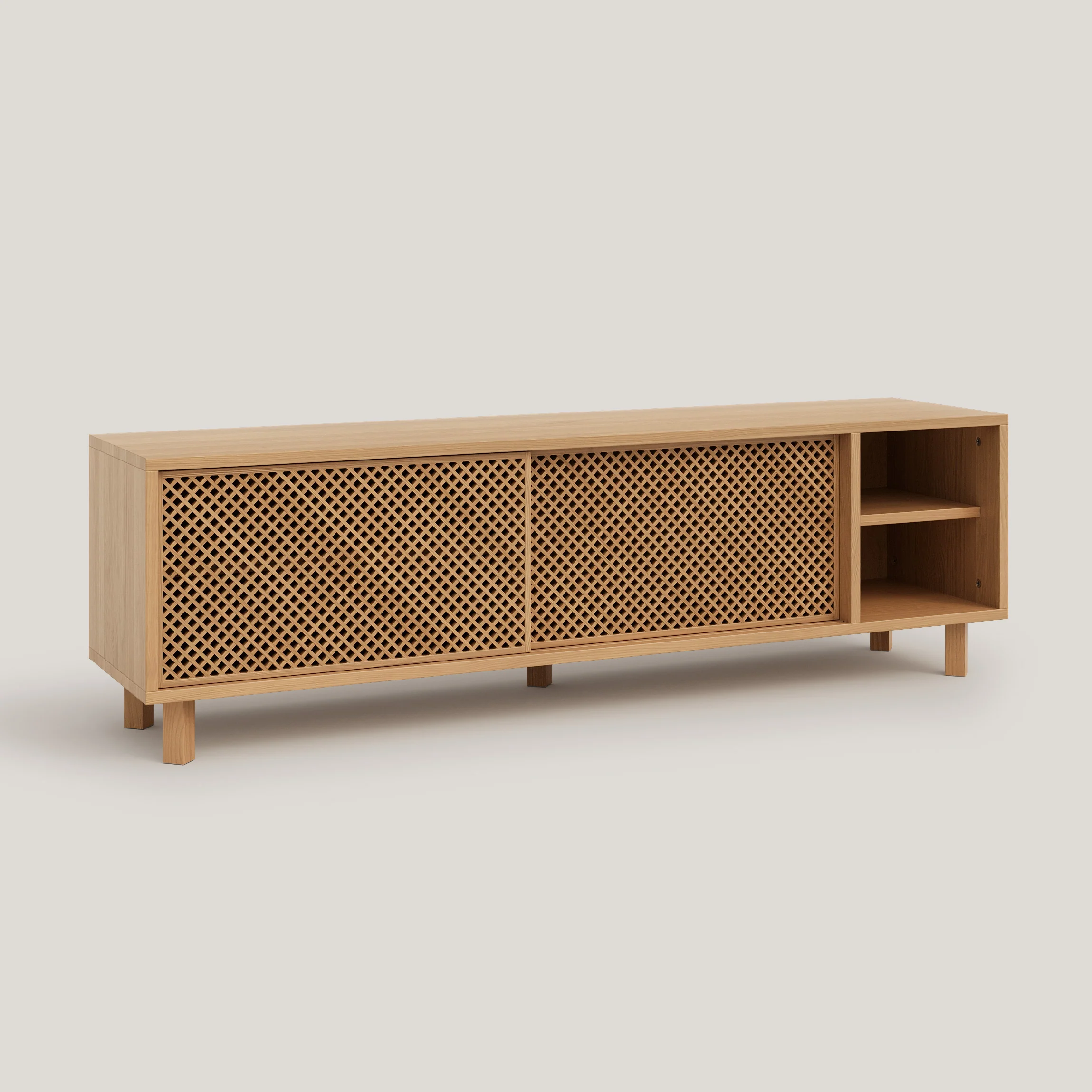 Mora TV stand of pine with 2 lattice doors 150 cm - Image 8
