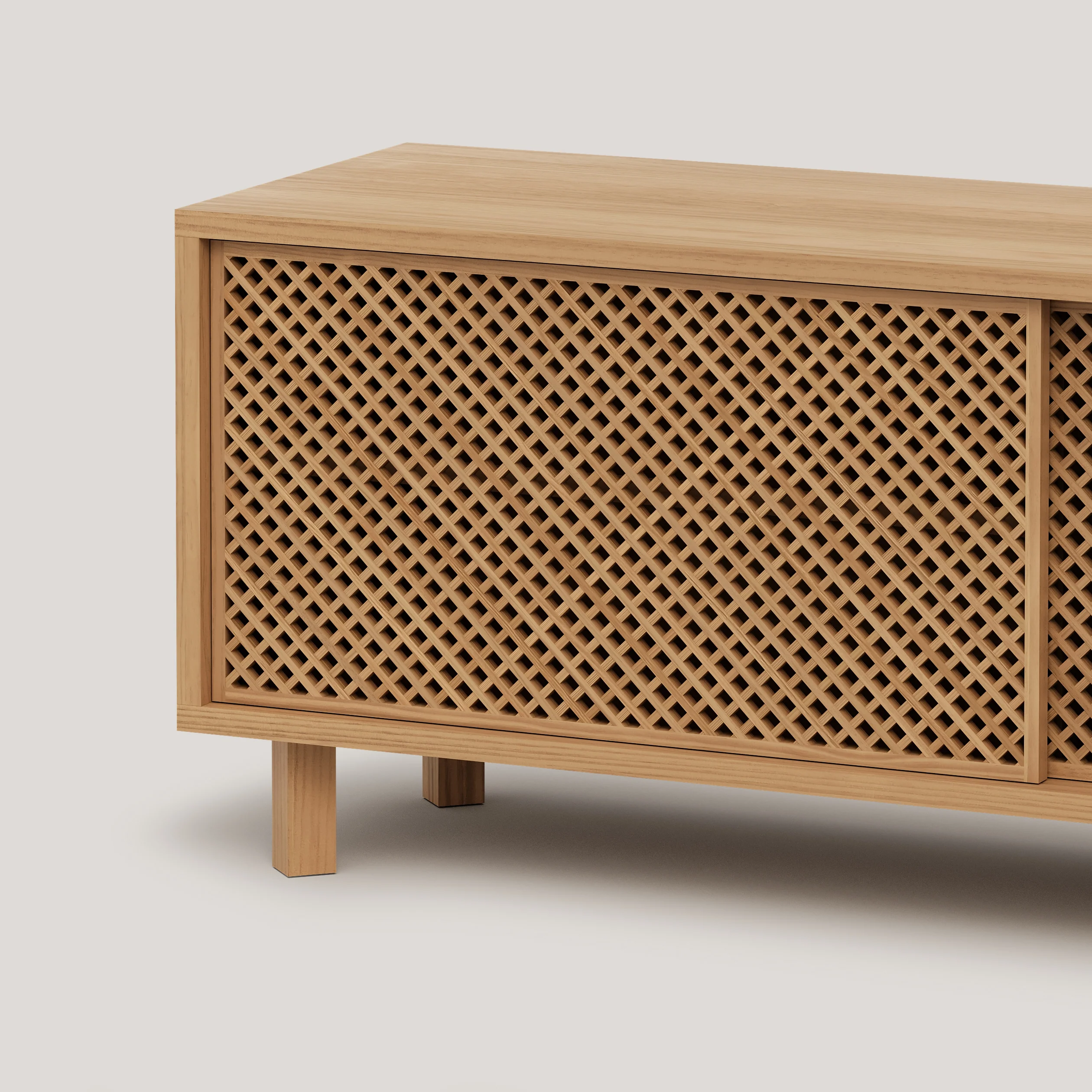 Pola TV stand of pine with 1 or 2 lattice doors 120 cm - Image 7
