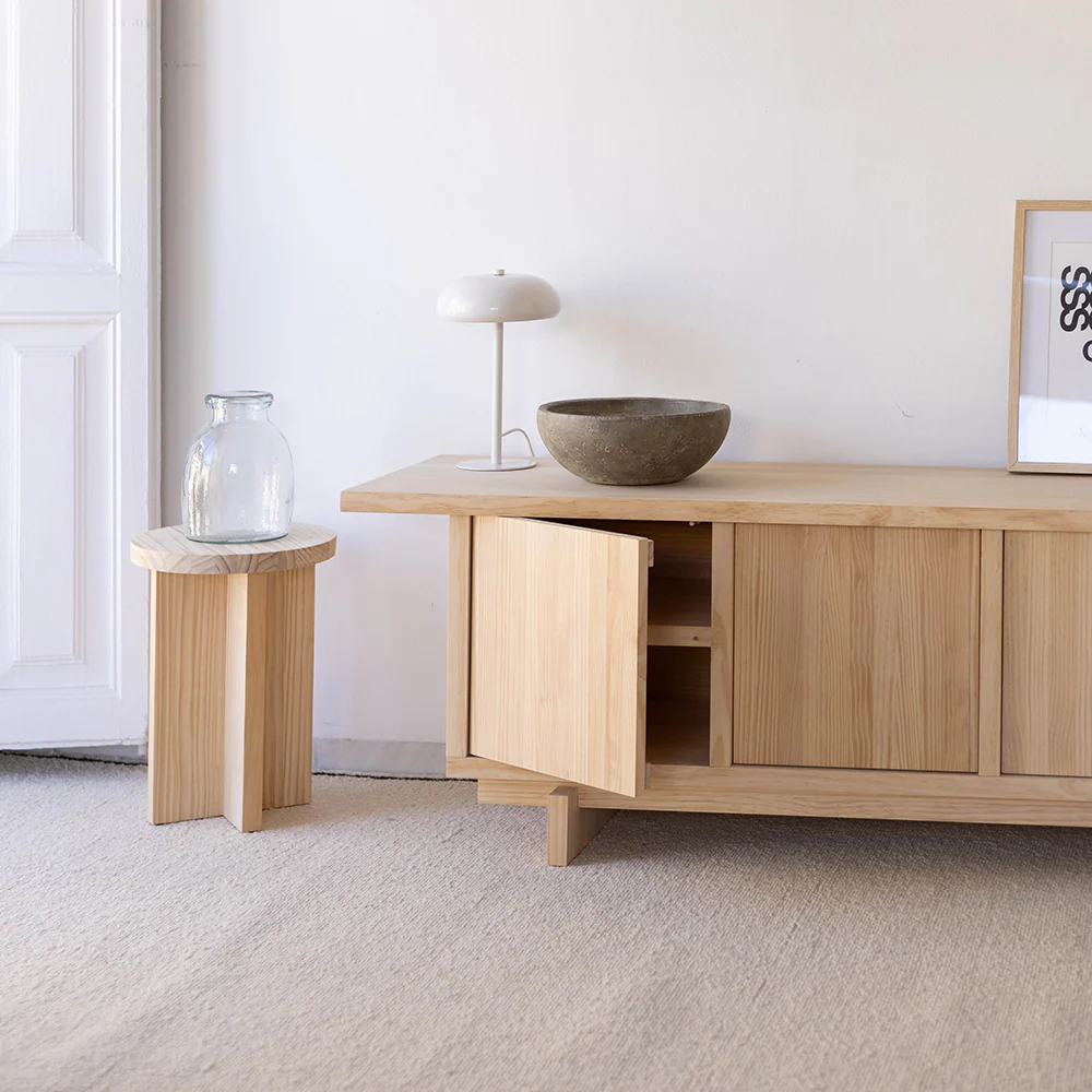 Pi TV furniture made of solid wood with 3 doors 148 cm - Image 2