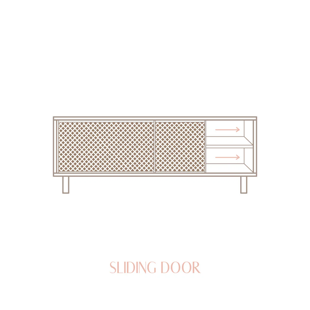 Pola TV stand of pine with 1 or 2 lattice doors 120 cm - Image 8