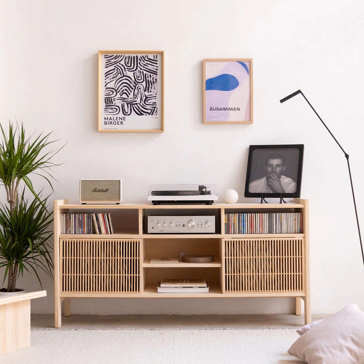 Bassa solid wood sideboard for vinyl records 1 or 2 doors 151 cm