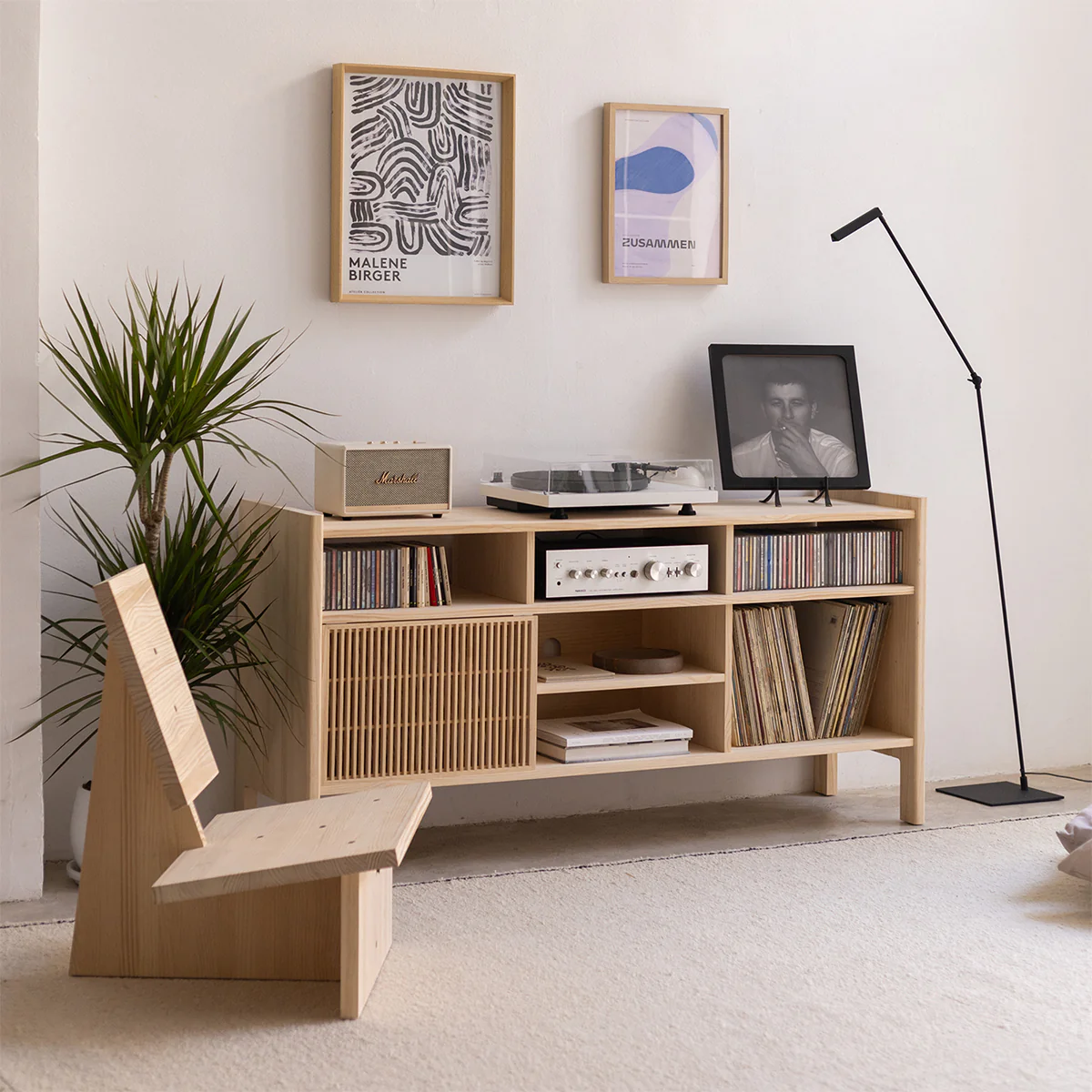 Bassa solid wood sideboard for vinyl records 1 or 2 doors 151 cm - Image 2