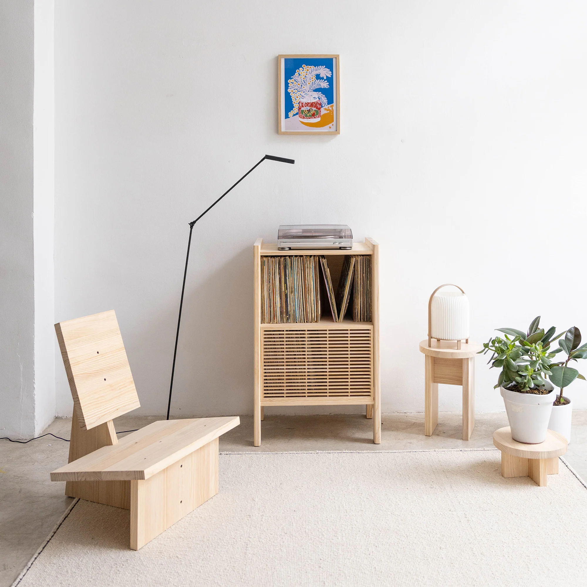 Baster solid wood sideboard for vinyl records 1 door 59 cm