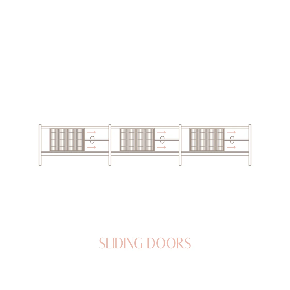 Large Mendia TV furniture in solid wood for vinyl records 3 doors 301 cm - Image 18