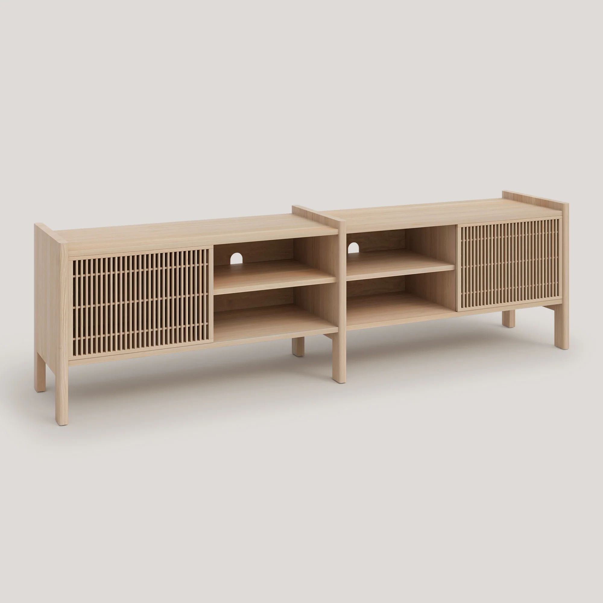 Medium Mendia TV furniture in solid wood for vinyl records 2 doors 201 cm - Image 9