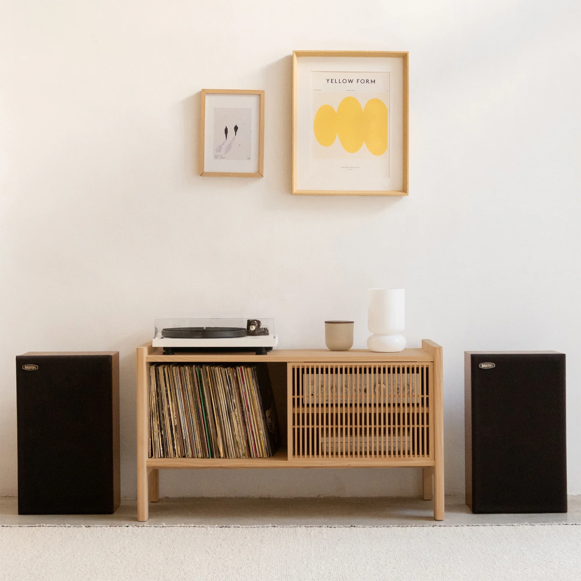 Small Mendia solid wood TV furniture for vinyl records 1 door 102 cm - Image 13