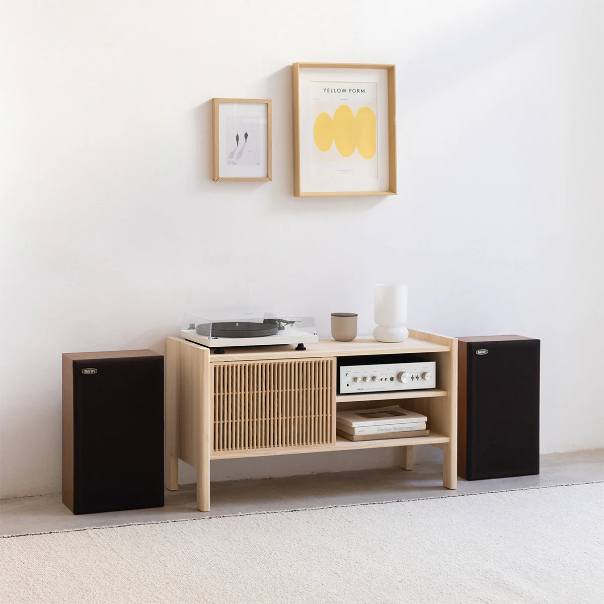 Small Mendia solid wood TV furniture for vinyl records 1 door 102 cm - Image 2
