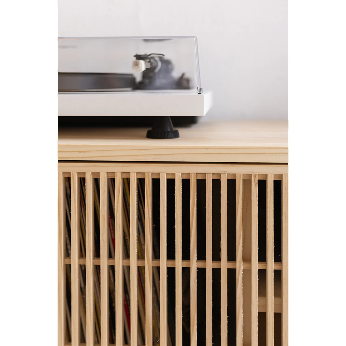 Small Mendia solid wood TV furniture for vinyl records 1 door 102 cm - Image 7