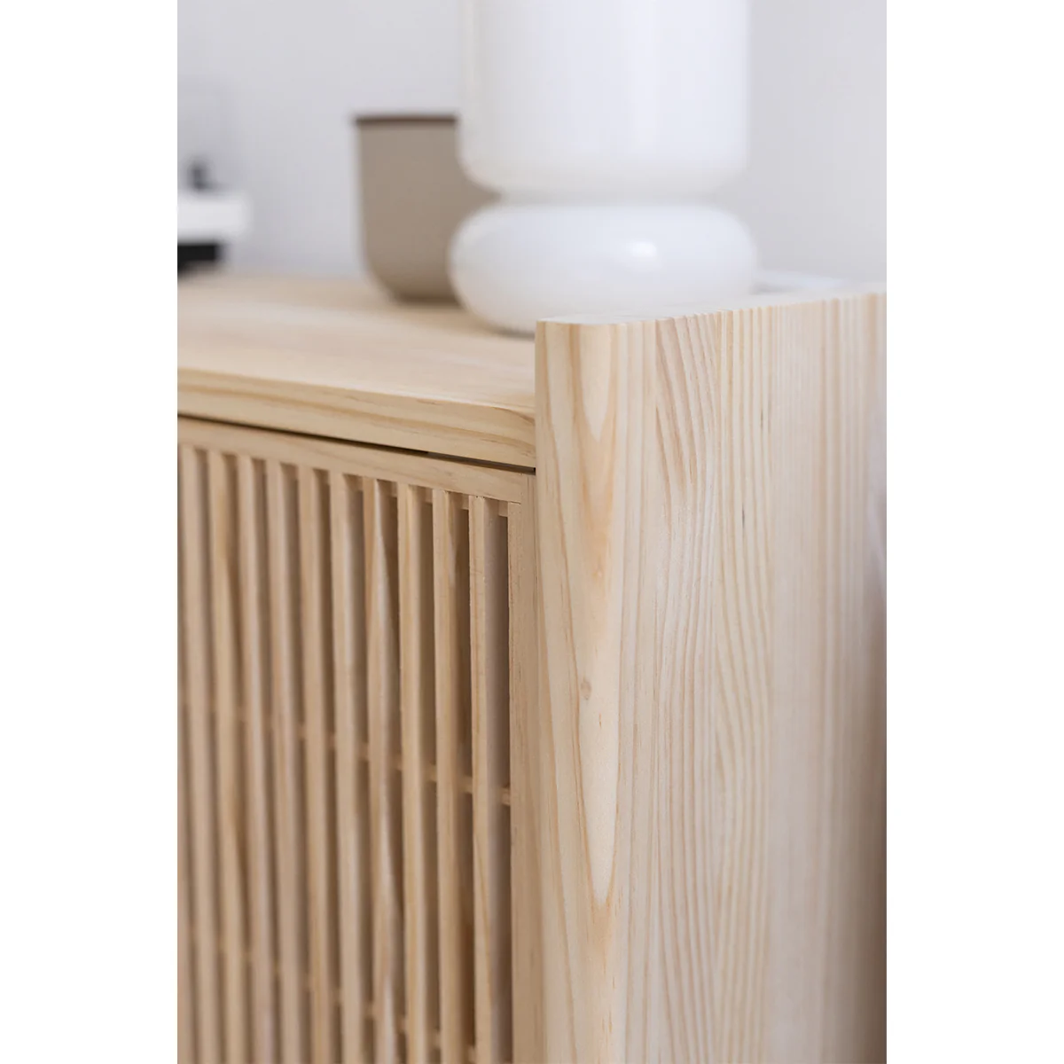 Small Mendia solid wood TV furniture for vinyl records 1 door 102 cm - Image 8